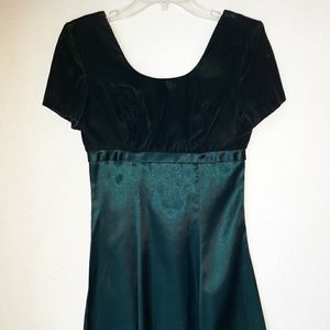 Mono New York Emerald Green Velvet and Satin Dress